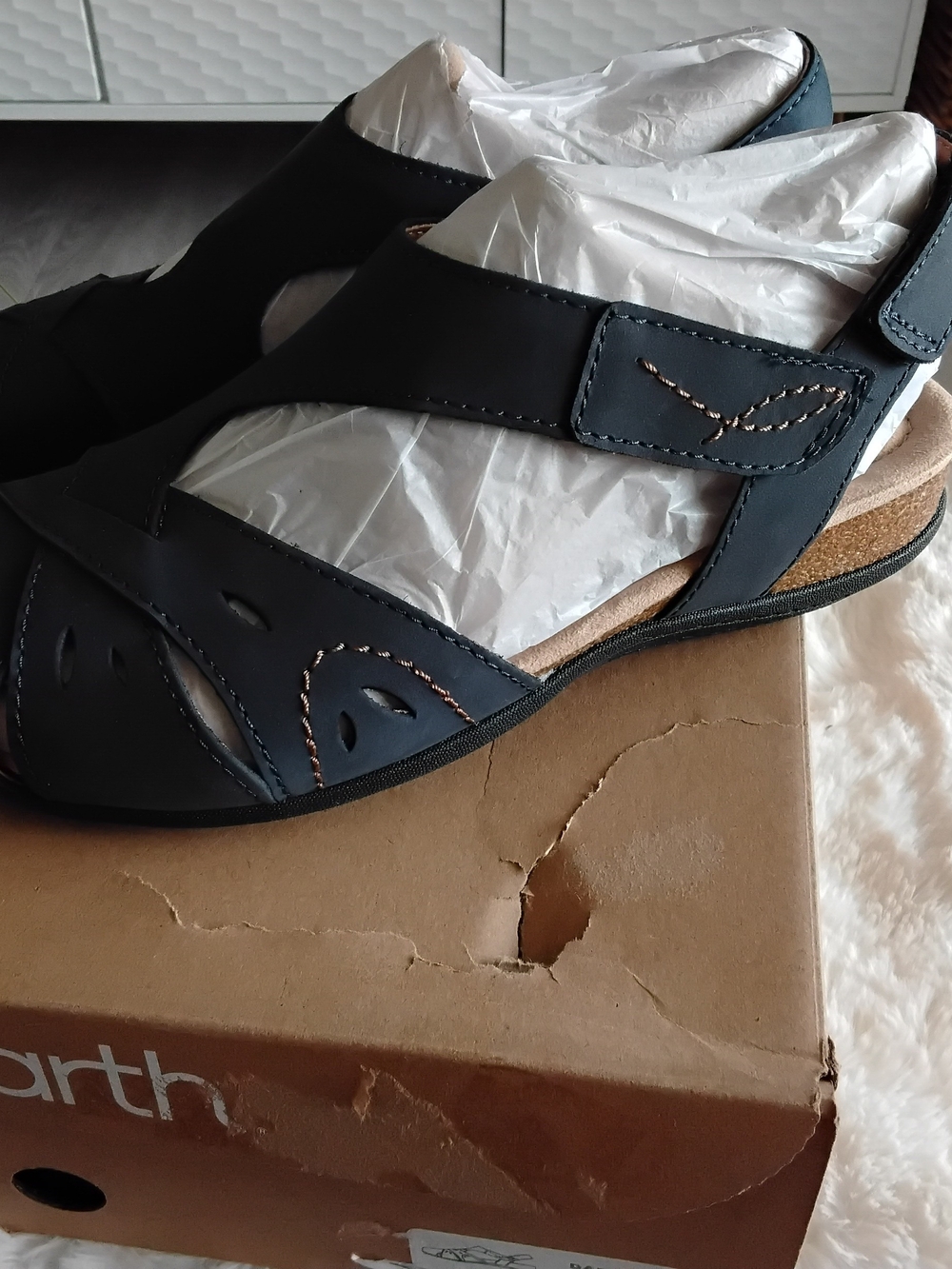 Earth Navy Closed-Toe Women's Sandals - Picture 2 of 5